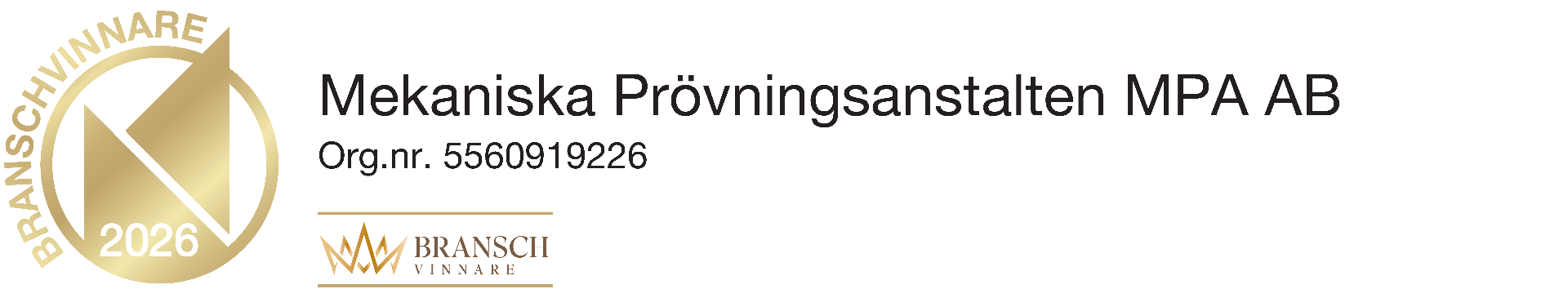 Branschvinnare 2026 - Mekaniska Prövningsanstalten MPA AB